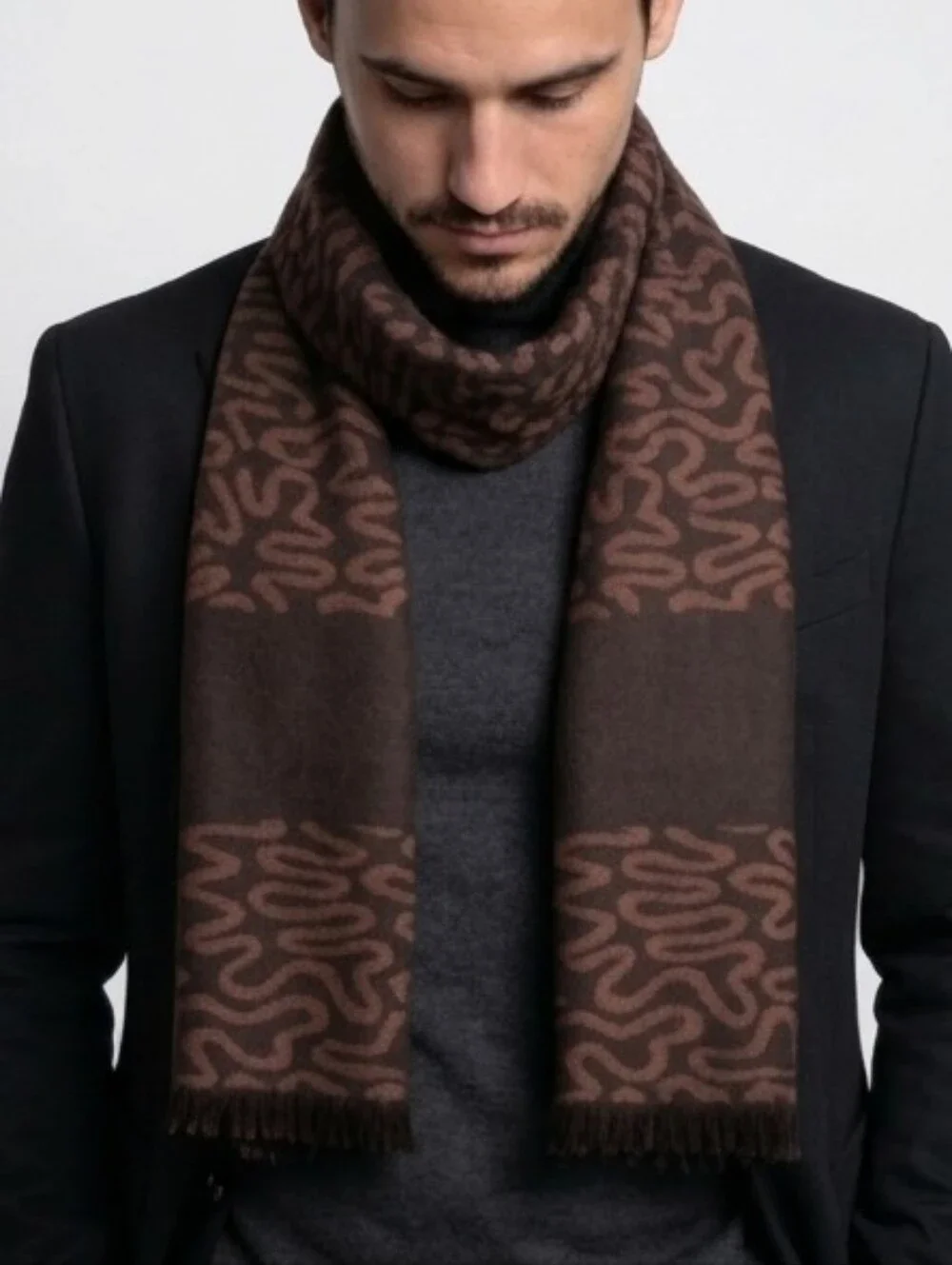 Lovely Black Brown Pashmina in Soft 50% Pashmina/50% Silk  Measures 69